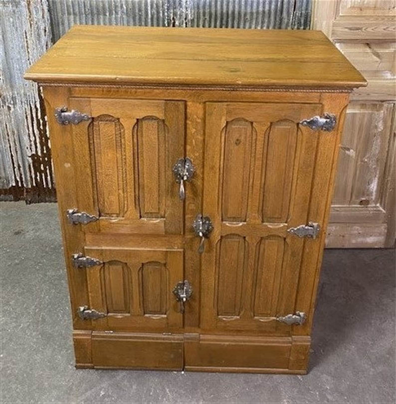 Vintage Wood Icebox Refrigerator 3 Door Ice Chest Primitive Etsy