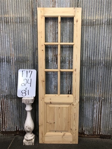 French Single Door (24.5x81) 6 Pane Glass European Styled Door F17