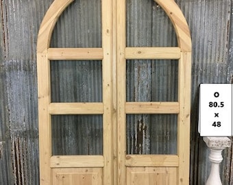 Arched French Double Doors (48x80.5) 3 Pane Glass European Styled Doors O1