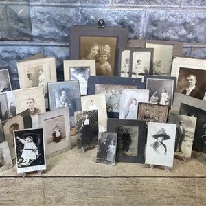 Antique Black & White Photos, Mixed Lot Vintage Portraits, BW Sepia Photographs