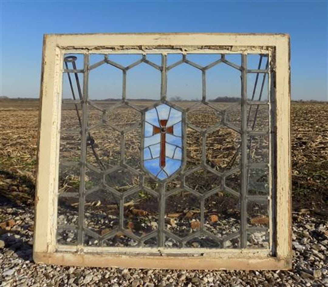 Antique Stained Glass, Rectangular Church Window, Architectural Art ...