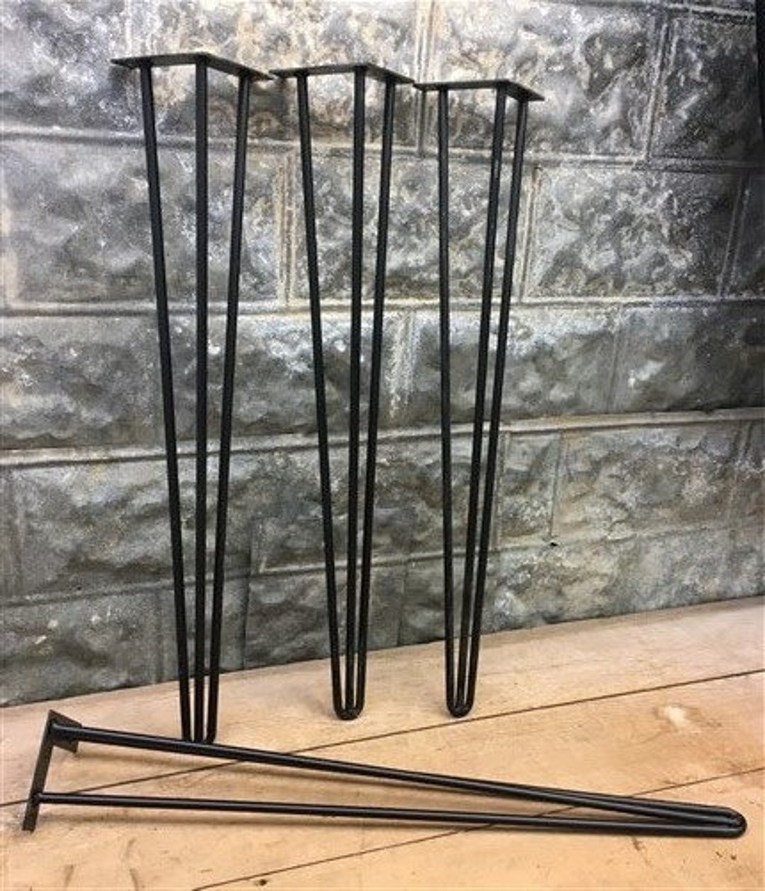 4 Hairpin Metal Table Legs, Mid Century Danish Modern, Industrial