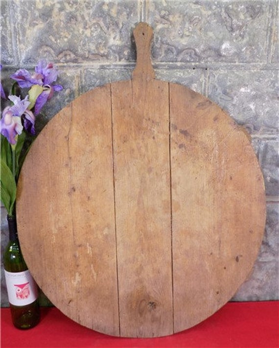 Large Vintage Round French Bread Board Wood Cutting Board Etsy