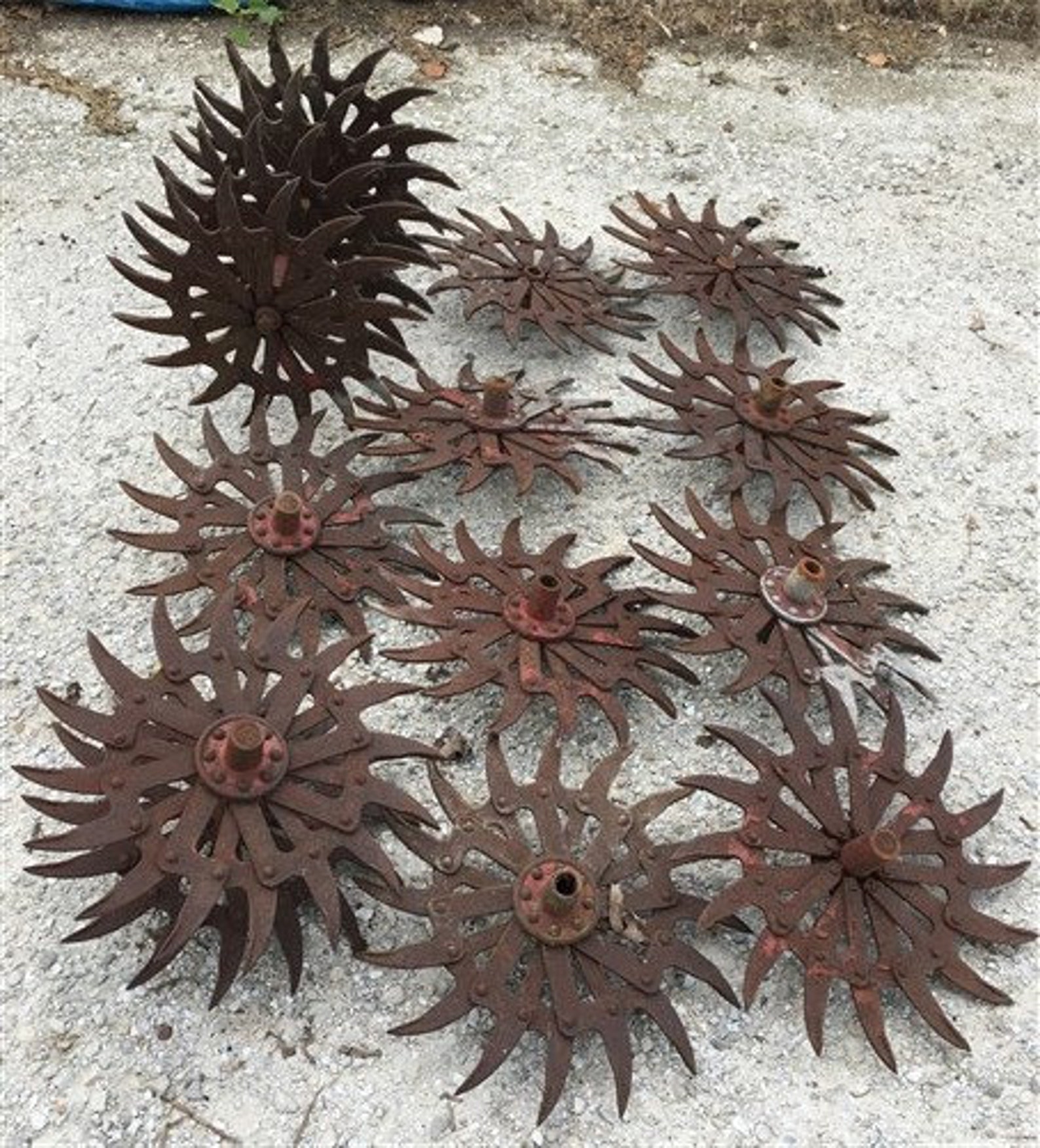 15 Rotary Hoe Tiller Cultivator Wheels Rustic Metal Farm Etsy