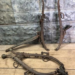 4 Horse Collar Harness Hames, Brass Leather Bridle Tack Saddle, Western Decor G, Vintage Horse Drawn Farming Tools, Vintage Horse Tack