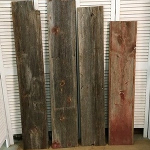4 Barn Wood Reclaimed Planks, Wall Siding Boards, Lumber Floating Shelf A30 Wall Paneling, Reclaimed Wood Accent Wall, Farmhouse Decor
