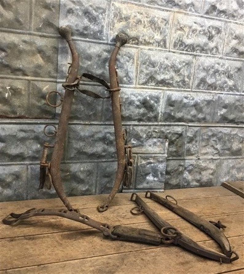 4 Horse Collar Harness Hames Brass Leather Bridle Tack Etsy