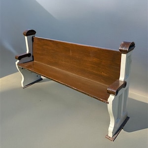 Vintage Wooden Church Pew, 5&#39; 2&quot; Porch Bench, Entry Foyer, Dining Seating, C4