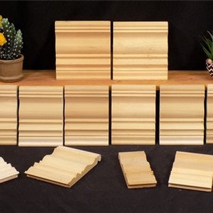 Sample Size Wood Baseboard Crown Molding, Art Craft Supply Wood Trim, Lot Baseboard Pieces, Crown Molding Pieces, Wood Trim