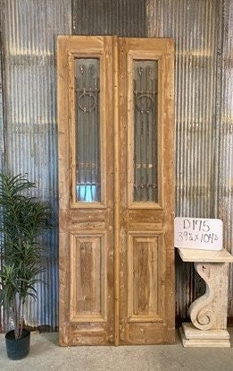 Antique French Double Doors (39.5x104.5) Iron Wood European Old