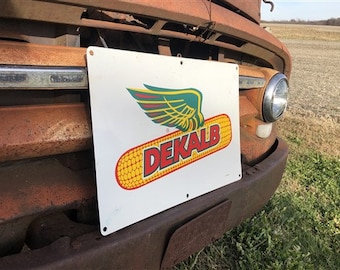 Letrero de maíz para semillas Dekalb, letrero publicitario de metal vintage, letrero de maíz para semillas de granja C