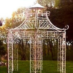 Large Garden Gazebo Dome Roof, Iron Metal Pergola Outdoor Patio Gazebo Arbor A14