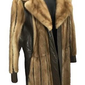 1960s Lunaraine Mink & Leather Stroller, Broms Furs Fashions, Womens Fur Coat Vintage Fur Coat, Peoria Fur Designer, Womens Mink Coat