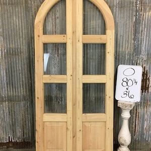 Arched French Double Doors (36x80.5) 3 Pane Glass European Styled Doors O6
