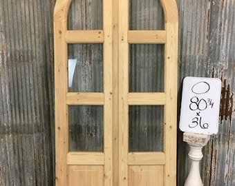 Arched French Double Doors (36x80.5) 3 Pane Glass European Styled Doors O6