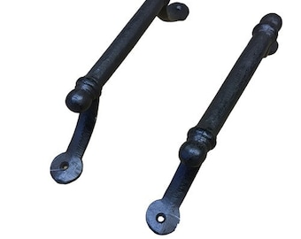 Par de manijas de puerta rectas de hierro fundido, herrajes rústicos para puertas de granja C,