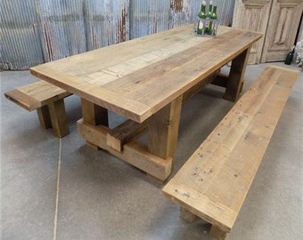 10&#39; Amish Pine Harvest 4 Leg Table, Custom Made to Order, Rustic Farmhouse Table, Pine Table, Farm Table, Rustic Table, Harvest Table