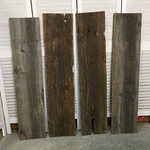 4 Barn Wood Reclaimed Planks, Wall Siding Boards, Lumber Floating Shelf A16 Wall Paneling, Reclaimed Wood Accent Wall, Farmhouse Decor