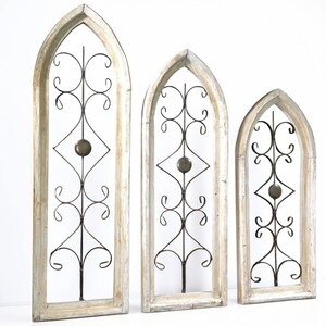 Set 3 Gothic Arch Window Frame, Vintage Styled Décor, Rustic Metal Scroll