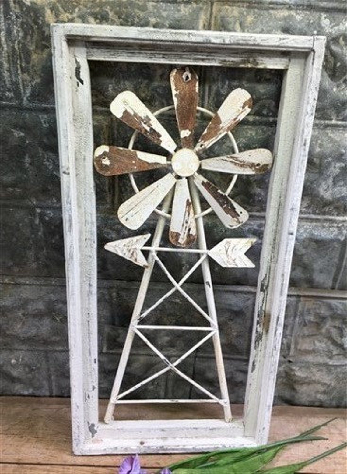 Windmill Wood Metal Window Frame Rustic Farmhouse Decor - Etsy