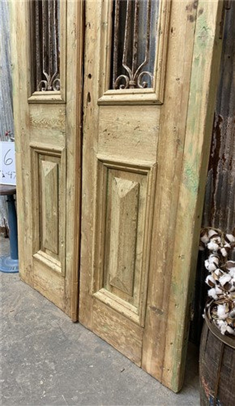 Antique French Double Doors 47.5x104.5 Wood Iron Doors Etsy