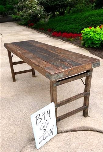 Rustic Folding Table (66x21) Dining Room Table Kitchen Island Sofa Table B94