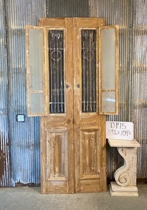 Antique French Double Doors (39.5x104.5) Iron Wood European Old