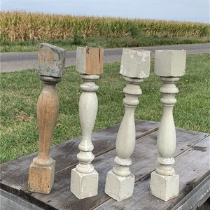 4 Balusters Bemalte Holz architektonische Bergung Spindeln Veranda Hausbesatz A36, Vintage Holz Spindeln, HolzBalusters, Rustikales Bauernhaus