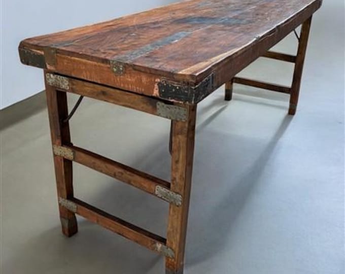 Rustic 67 Rustic Folding Table (67.75x22.75) Reclaimed Wood Dining, Kitchen ...
