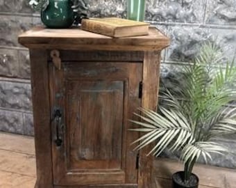 Rustic Wood Nightstand, Modern Farmhouse Bedside Cabinet, End Side Table B