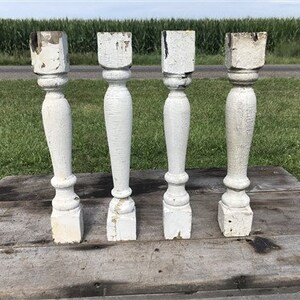 4 Balusters White Vintage Wood, Architectural Salvage, Porch Post House Trim A45