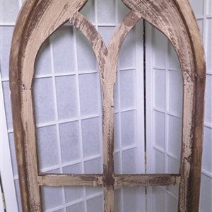 Rustic Diamond Arched Church Window, Wood Cathedral Frame, Farmhouse Decor,Wooden Church Frame, Farmhouse Window Frame, Gothic Wall Decor