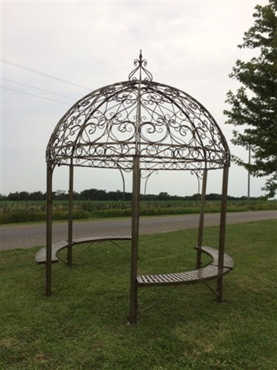 Elegant Swirl Gazebo With Bench Dome 