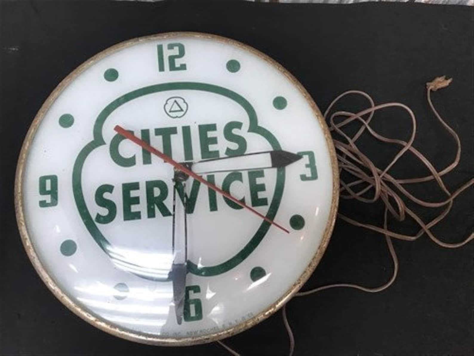 Cities Services Gas Station Clock Lighted Pam Clock Vintage Etsy