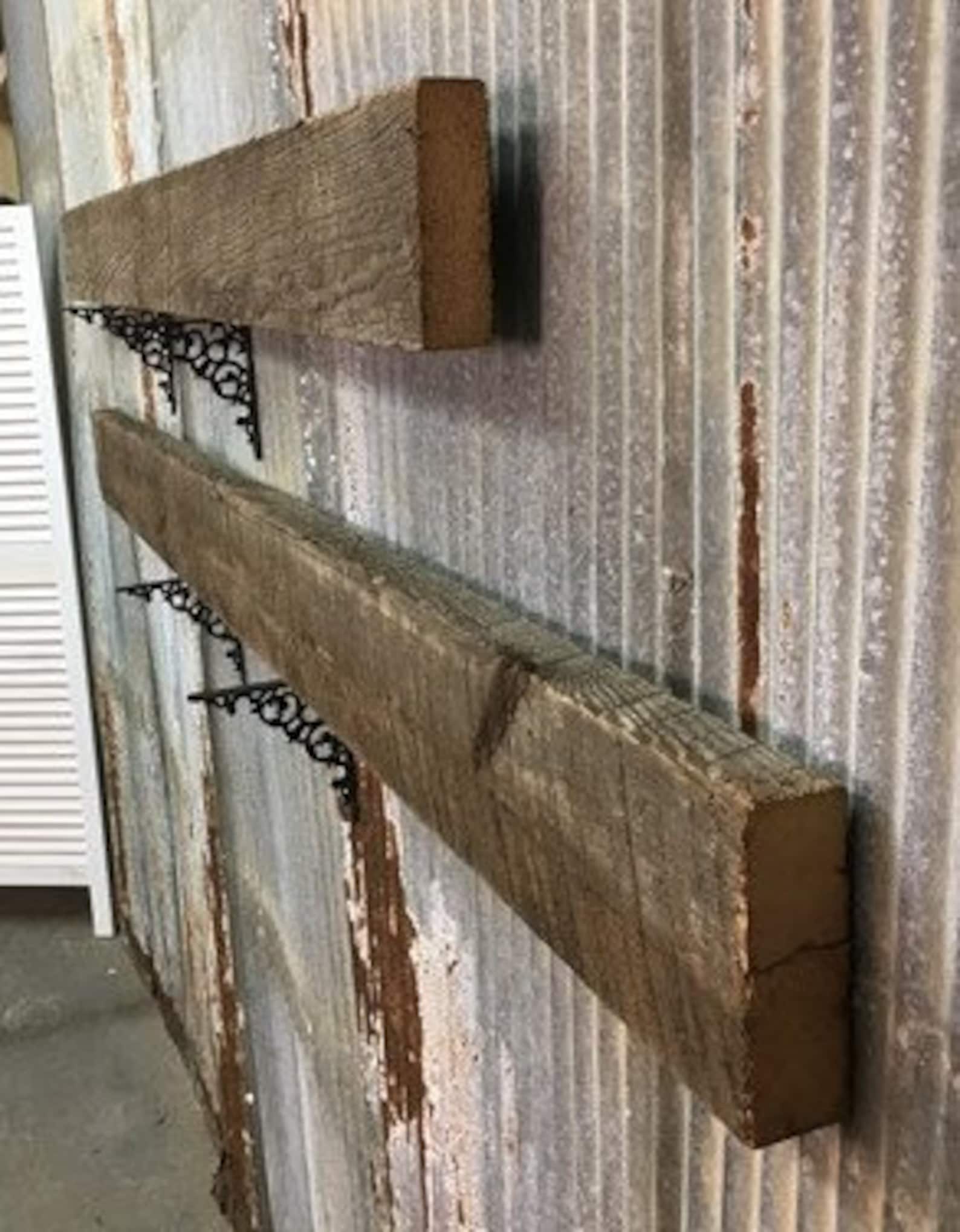 2 Floating Shelves Pine 2x6 Wood Fireplace Mantel Wall Etsy