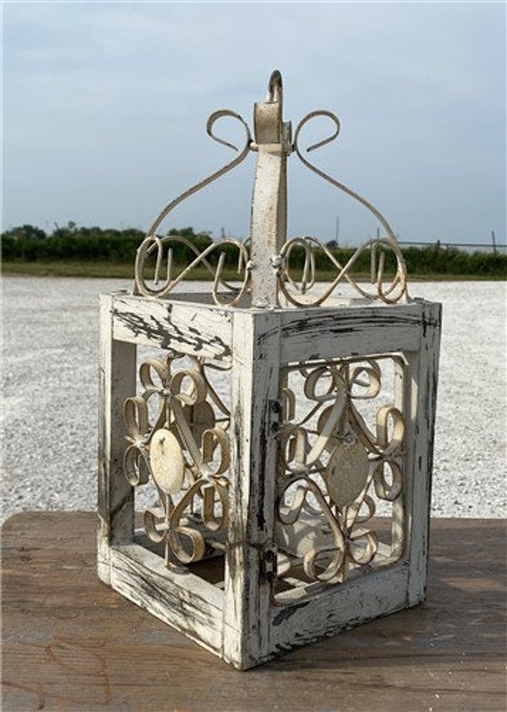 Candle Lantern Frame Decorative Wood Metal French Country Etsy