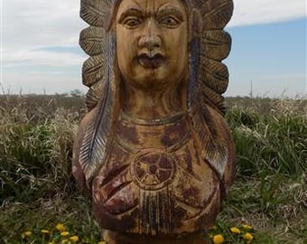 Cigar Store Indian Chief 6 Ft Wood Carving by Frank Gallagher
