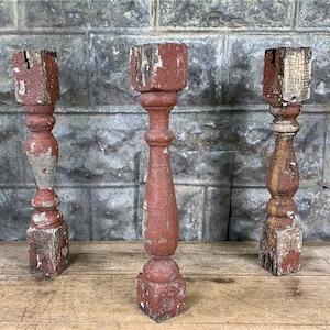 3 Balusters Painted Wood Architectural Salvage Spindles Porch House Trim A35, Vintage Wood Spindles, Wooden Balusters, Rustic Farmhouse