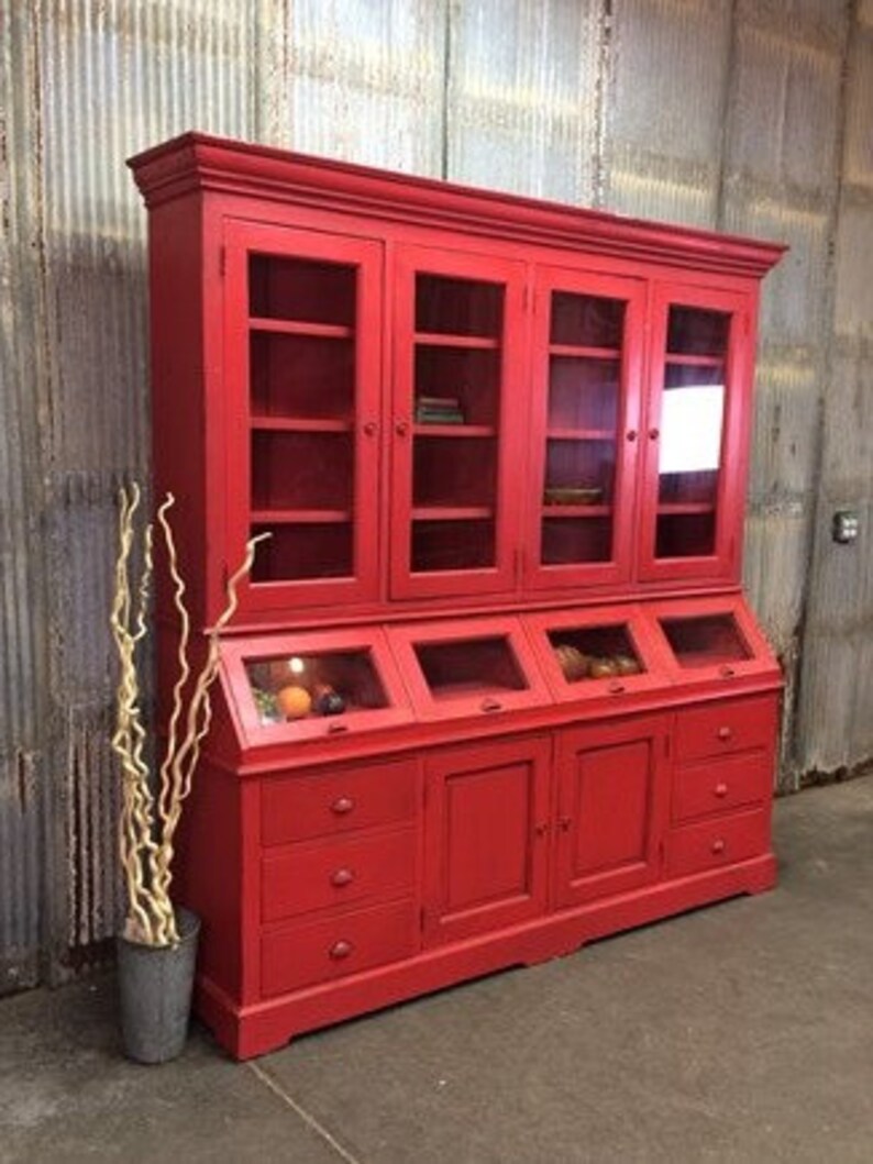 Flat Kitchen Hutch Kitchen Pantry Storage Red Wood Etsy