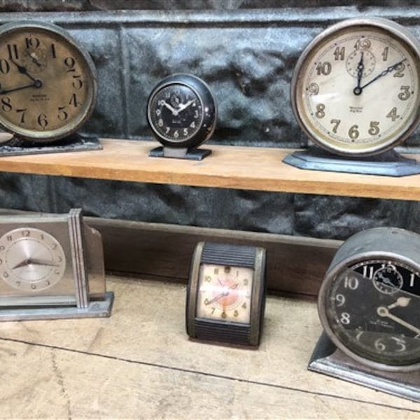 Lot of 6 Vintage Alarm Clocks, Art Deco Big Ben De Luxe Jack O' Lantern Baby Ben Alarm Clocks, Baby Ben Art Deco, Vintage