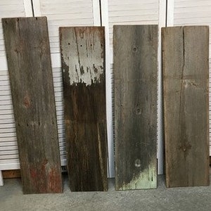 4 Barn Wood Reclaimed Planks, Wall Siding Boards, Lumber Floating Shelf A17 Wall Paneling, Reclaimed Wood Accent Wall, Farmhouse Decor