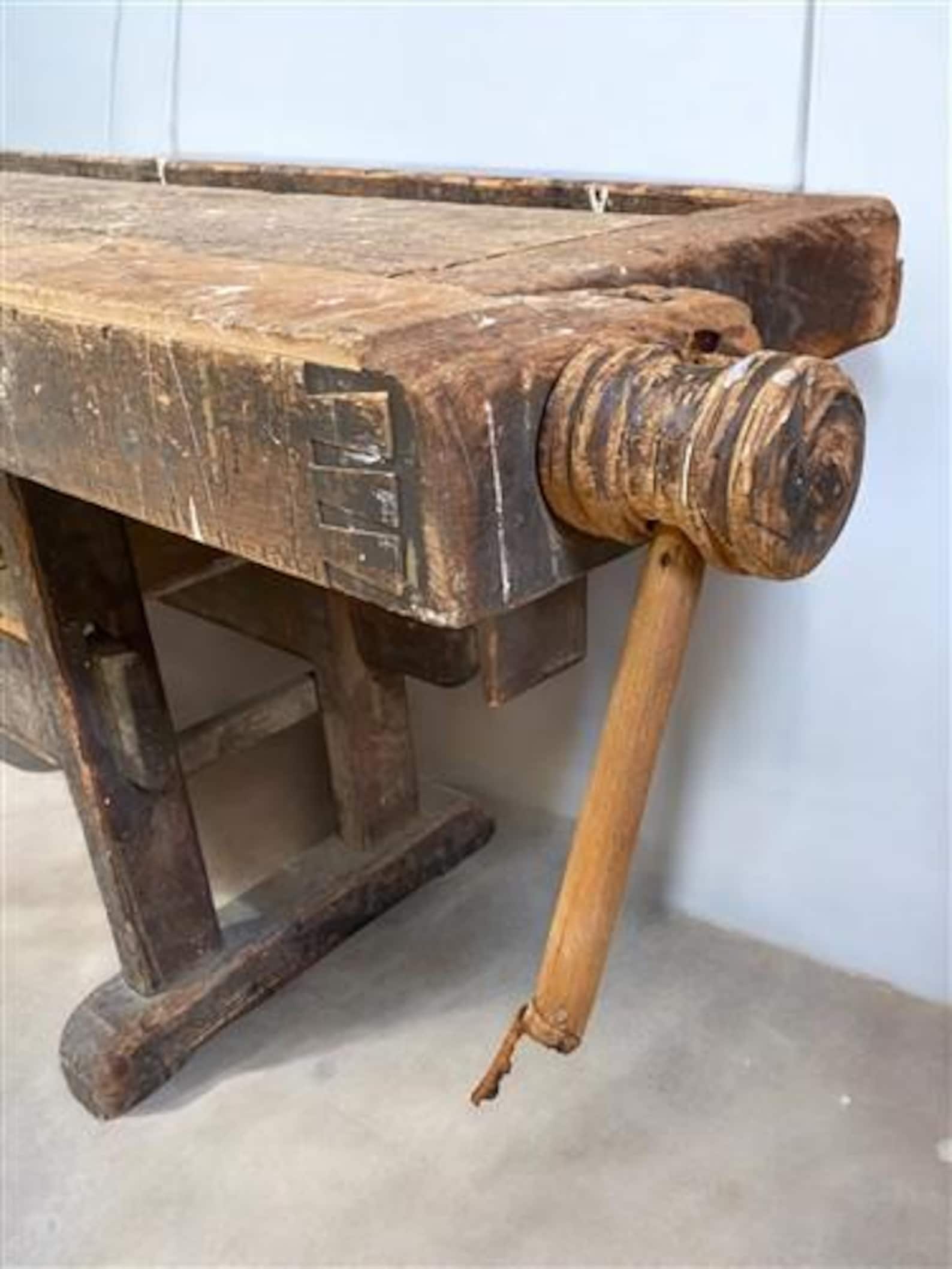 Rustic Working Table Rustic Work Table, Vintage Carpenter's Workbench, Woodworking Console ...