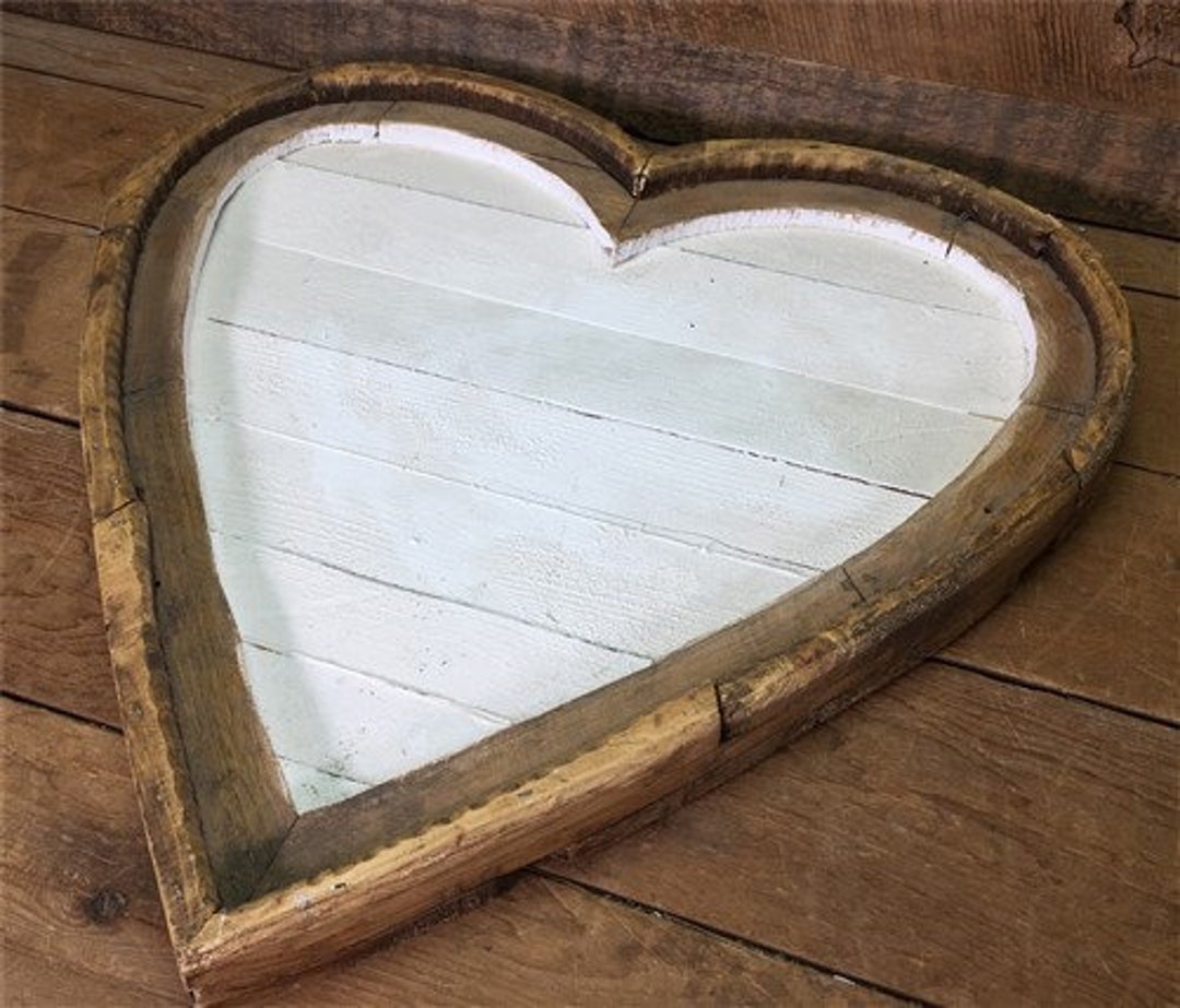Wooden Heart Art, Rustic Farmhouse Decor, White Wood Home Decor Heart