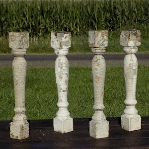 4 Balusters Bemalte Holz architektonische Bergung Spindeln Veranda Haus borte A12, Vintage Holz Spindeln, Holz Balusters, Rustikales Bauernhaus