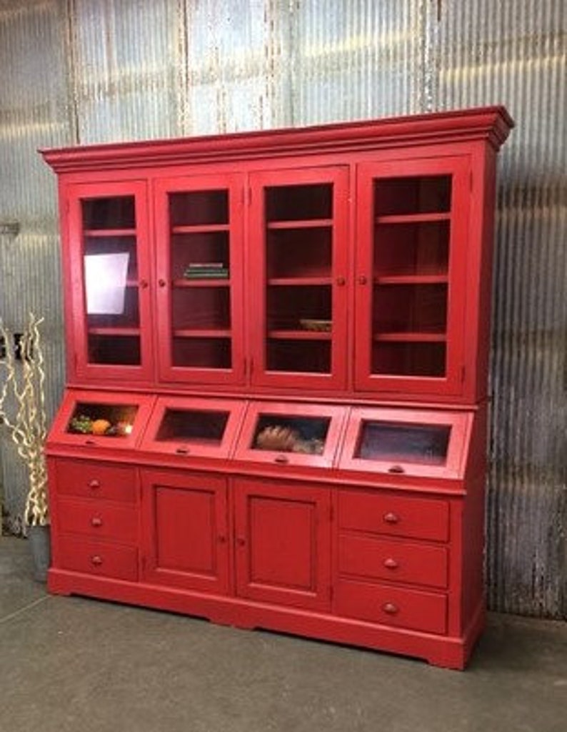 Flat Kitchen Hutch Kitchen Pantry Storage Red Wood Etsy