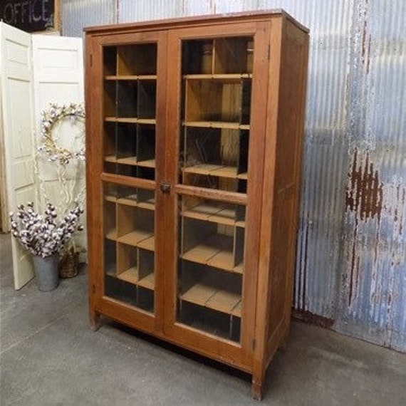 Antique 2 Door Wooden Cubby Hole Storage Cabinet Cupboard Etsy