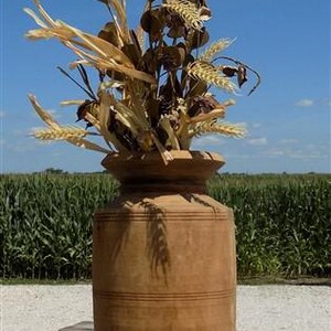 Water Jug, Wood Pot, Wood Vase, Rustic Planter, Modern Farmhouse, European R,  Rural Indian Wood Pot, Gurjar Water Grain Storage