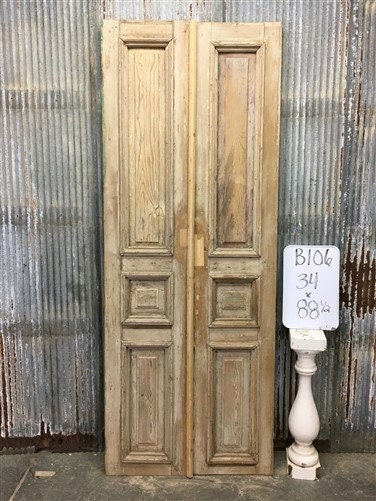 Antique French Panel Door with metal (100.75 x 44) I014