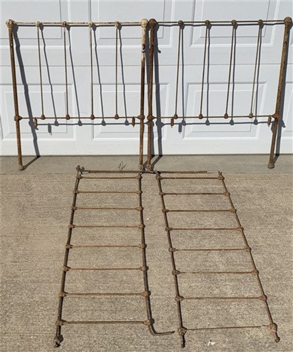 Vintage Cast Iron Toddler Bed Frame With Rails Fence Gate Etsy