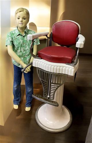 Child's Koken Barber Chair, Vintage Red & White Barber Chair